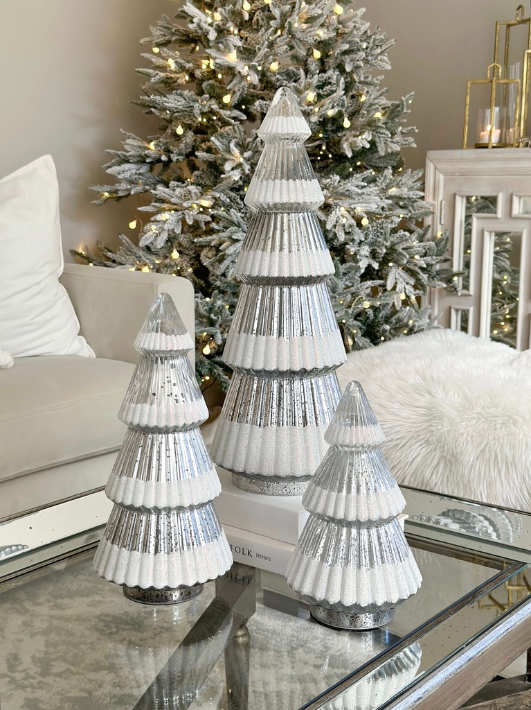 Arboles plateados nevados de mercury (3 tamaños)