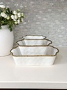 Baking Dish de porcelana orilla dorada (3 tamaños)