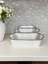 Baking Dish de porcelana orilla plateada (3 tamaños)