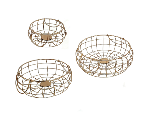 Canasta de metal dorada (3 tamaños)