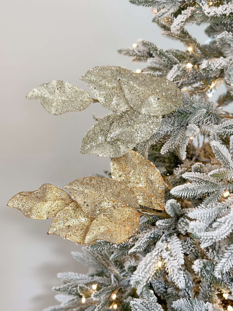 Rama hoja de magnolia con mostacilla (2 Colores)