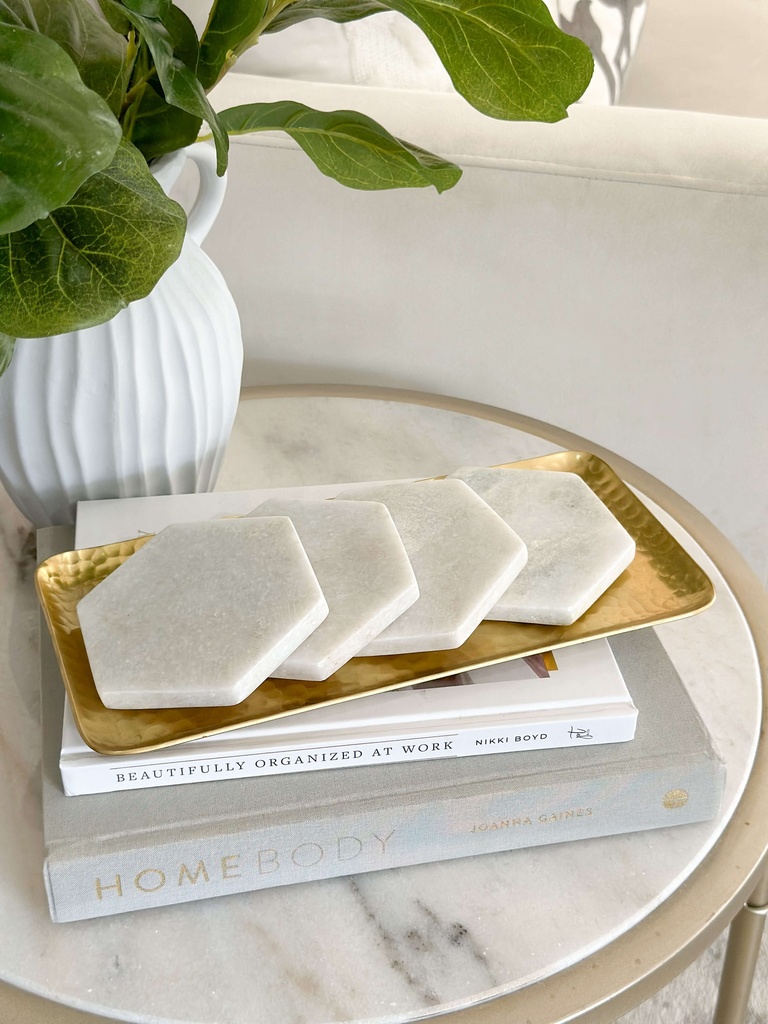 Set de 4 vaseras de marmol hexagonal (2 Opciones)