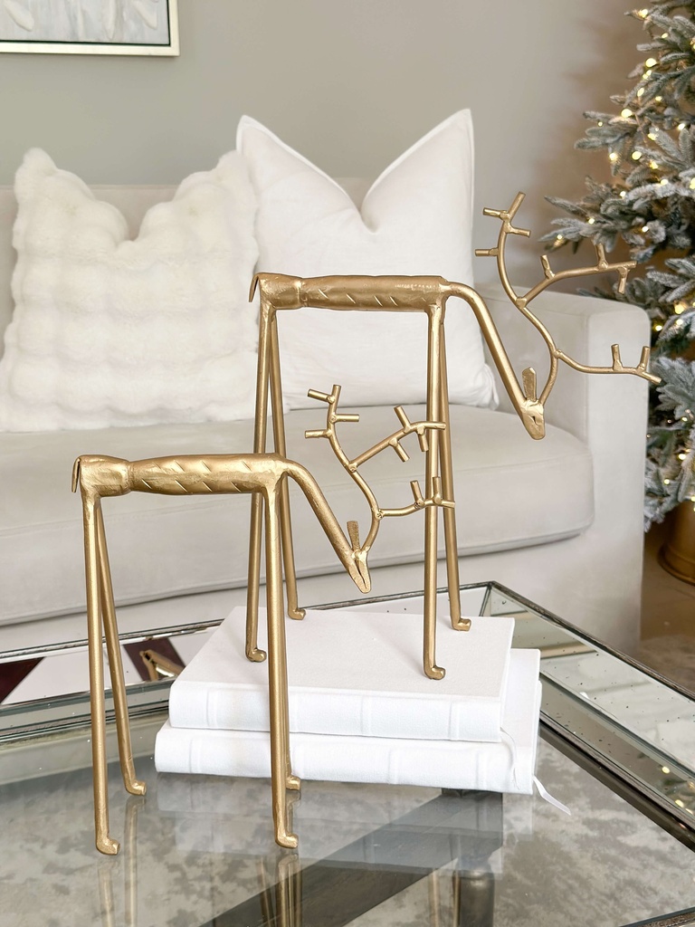 Set de 2 Venados dorados altos de metal