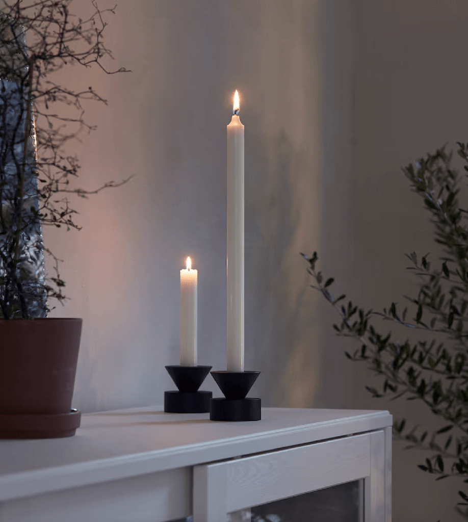 Candela conica de cera blanca (Dos tamaños)