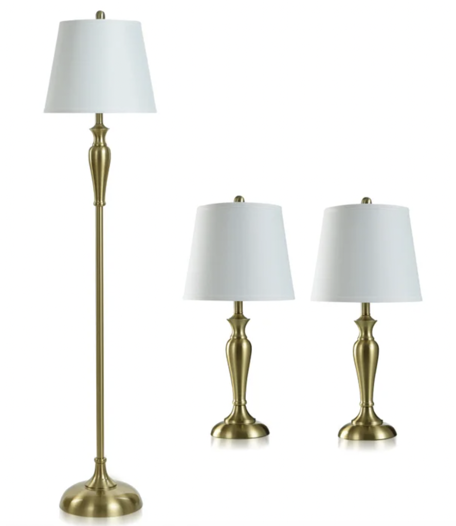 Set de 3 lamparas (Dorada y plateada)