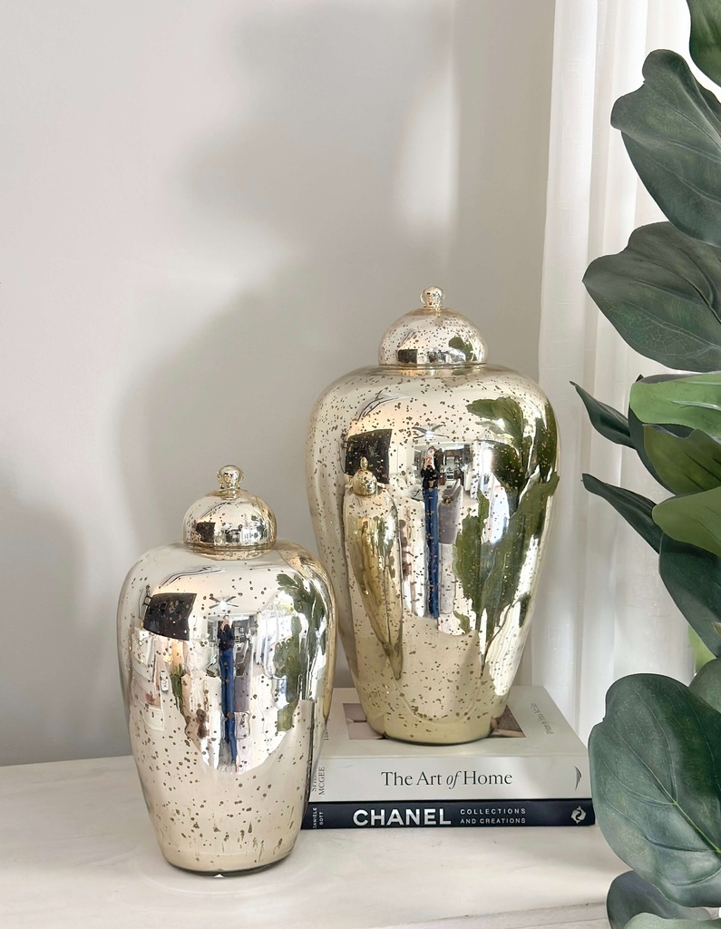 Lidded jars de mercury glass (2 tamaños)