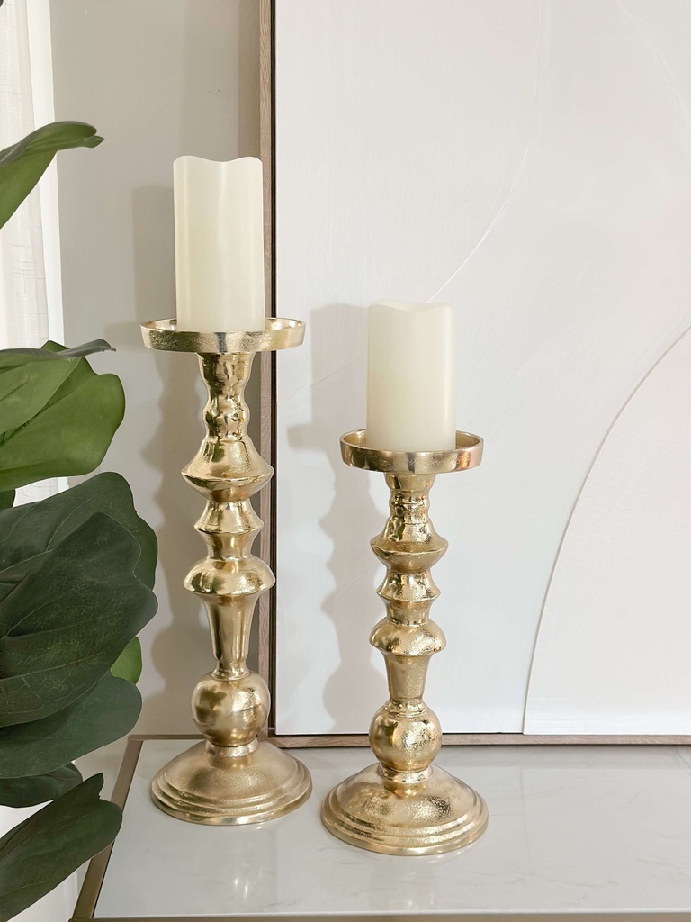 Set de 2 candelabros dorados de metal