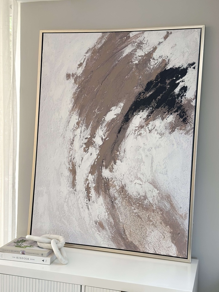 Cuadro abst. blanco y taupe