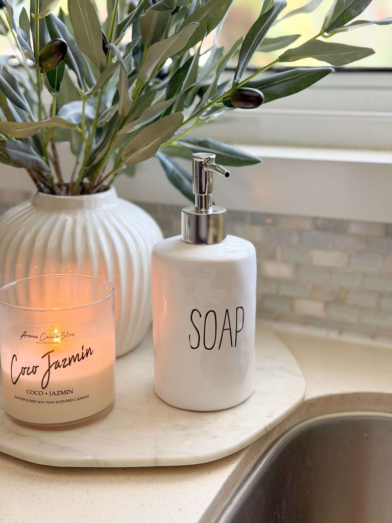 Dispensador de jabon blanco