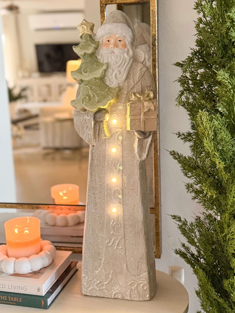 Santa gris alto con luz led
