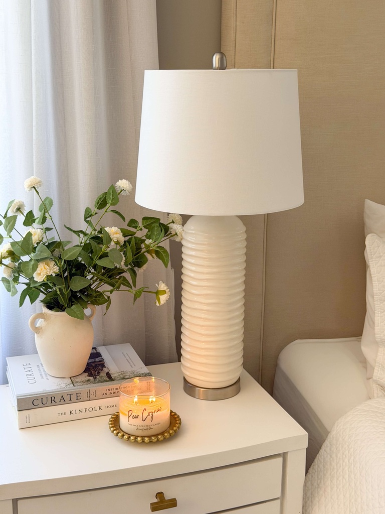 Lampara Crema ribbed de Ceramica