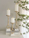 Set de 3 Candelabros base cuadrada de marmol