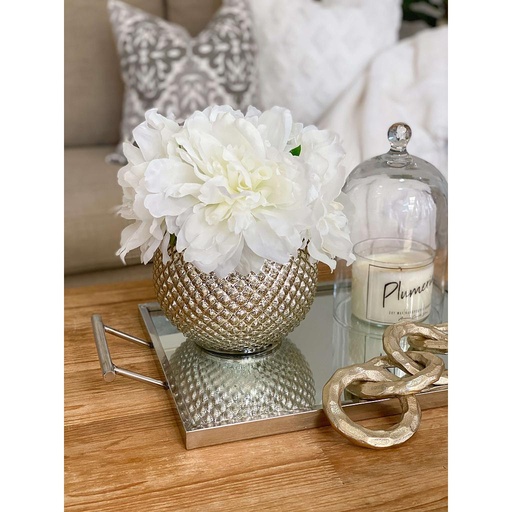 Arreglo de Peonies en base de mercury glass