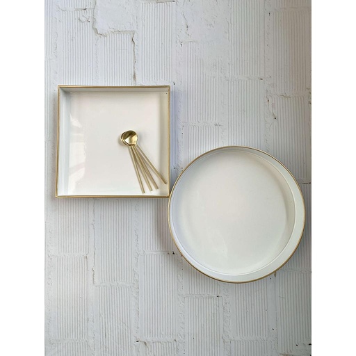 Bandeja pequeña blanco y dorado