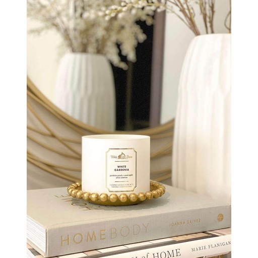 [13902] Beaded candle dish dorado