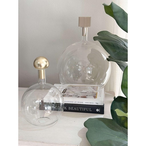 Botella de Cristal Tapon Dorado