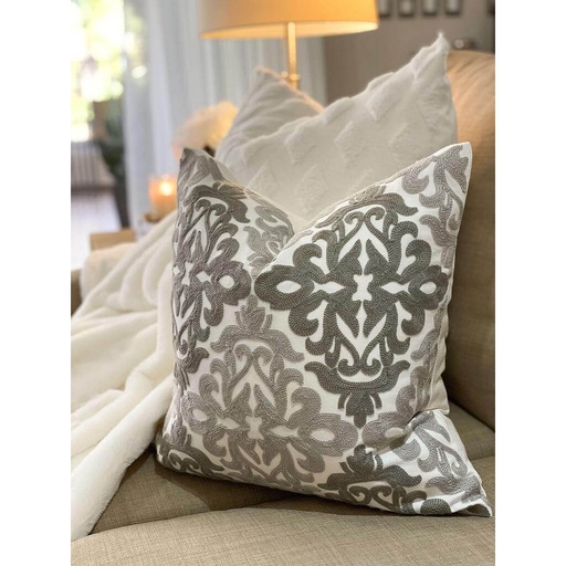 Forro de Cojin bordado duo gris