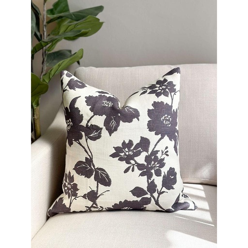 [805.482.89] Forro de Cojin floreado Ivory y negro