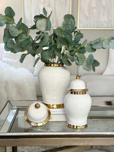Ginger Jar blanco y dorado (dos tamaños)