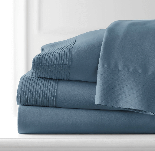 Juego de Sabanas plisadas colchon extra grueso azul