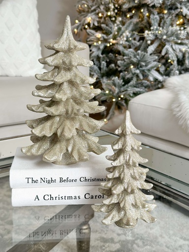 [54225A-1/54225A-2] Set de 2 arboles champagne escarchados