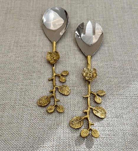 [75078] Set de 2 utensilios con detalles dorados