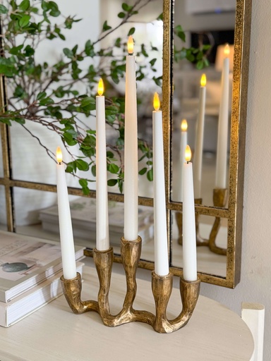 [96222] Candelabro dorado para candela conica