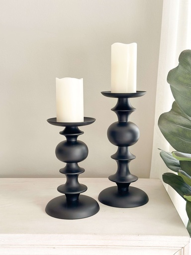 [92480] Set de 2 candelabros negros anchos