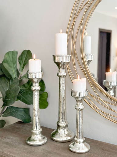 [82772] Set de 3 candelabros grandes de mercury glass