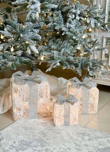 [77546] Set de 3 regalos decorativos plateados