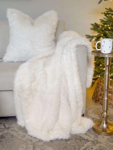 [18902C-WH] Throw blanco peludo