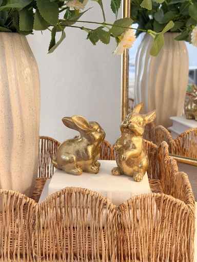 [mt26062] Set de 2 conejitos dorados