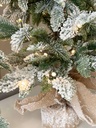 Arbolito nevado con luz en base de yute (2 tamaños)