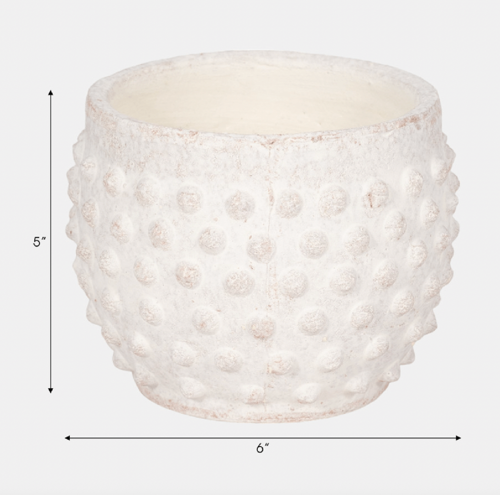 Macetera pequeña studded blanca