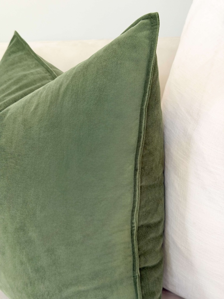 forro de cojin velvet verde olivo