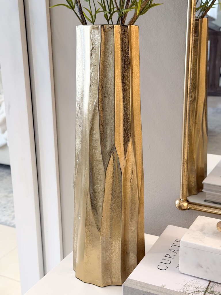 Jarron dorado tipo tronco
