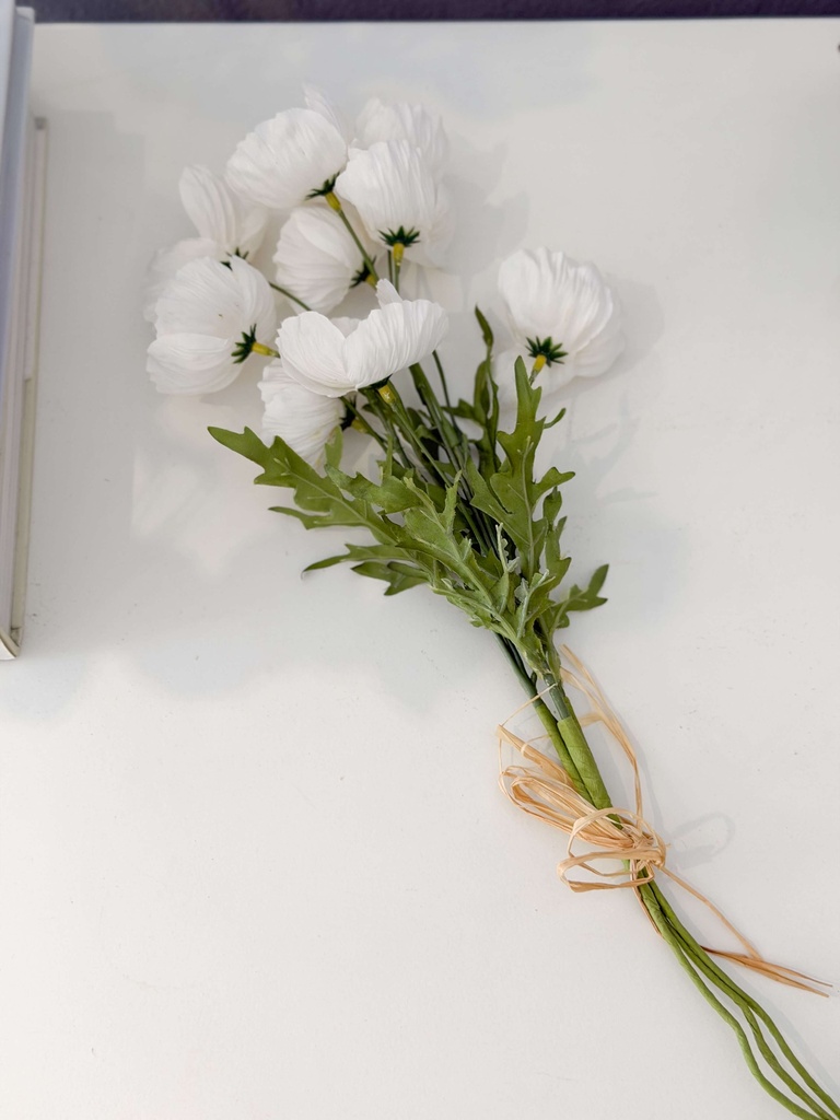 Bunch de 3 ramas poppy blancas