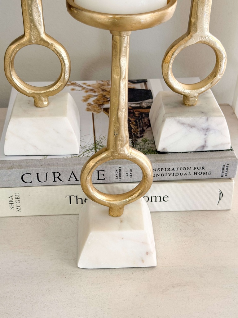 Set de 3 candelabros base marmol cuadrado