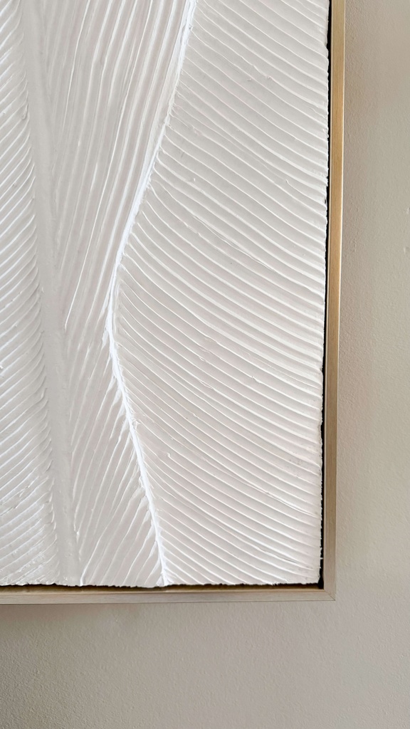 Cuadro rectangular blanco con textura