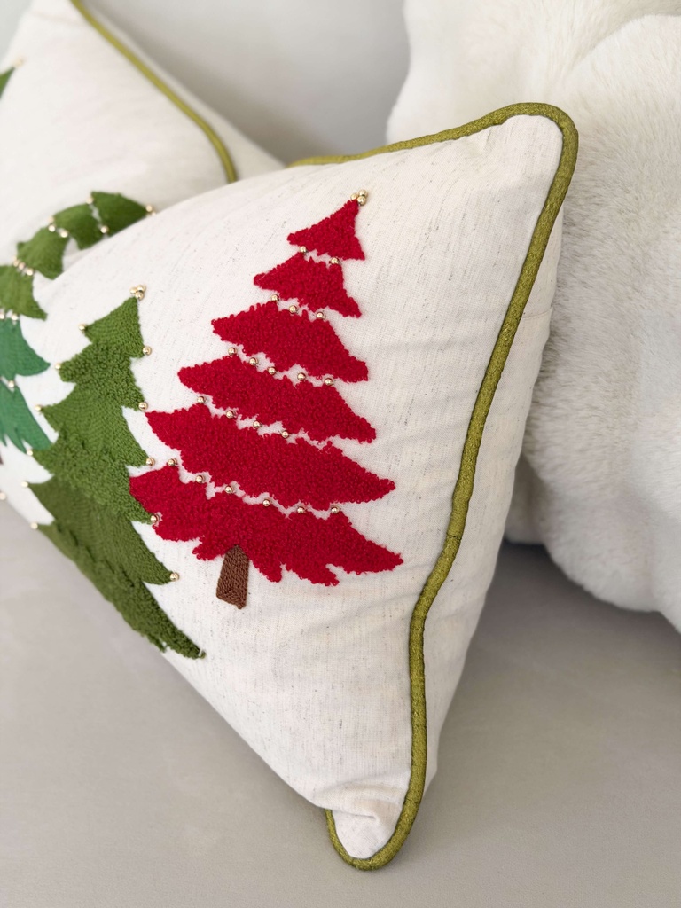 Cojin lumbar con pinos navideños