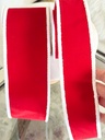 Rollo de cinta velvet roja orilla blanca (2 Tamaños)