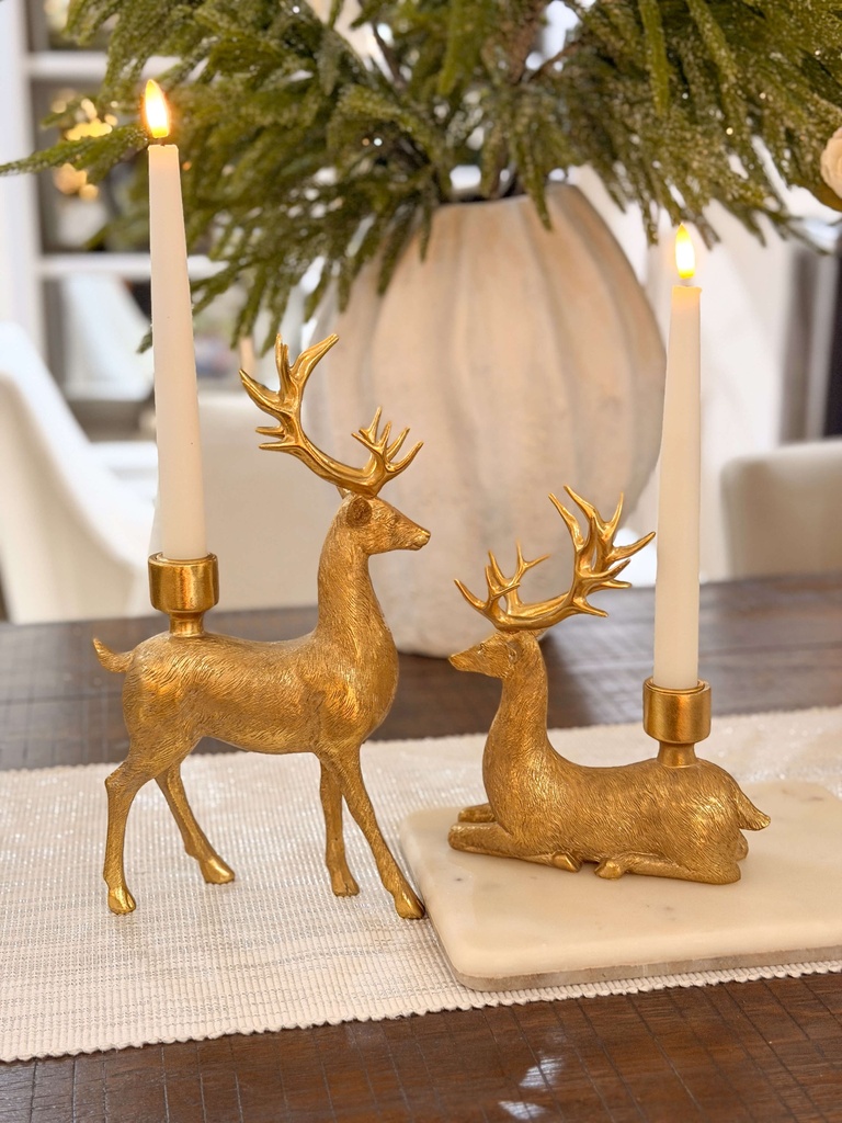 Set de 2 candelabros dorados de venado