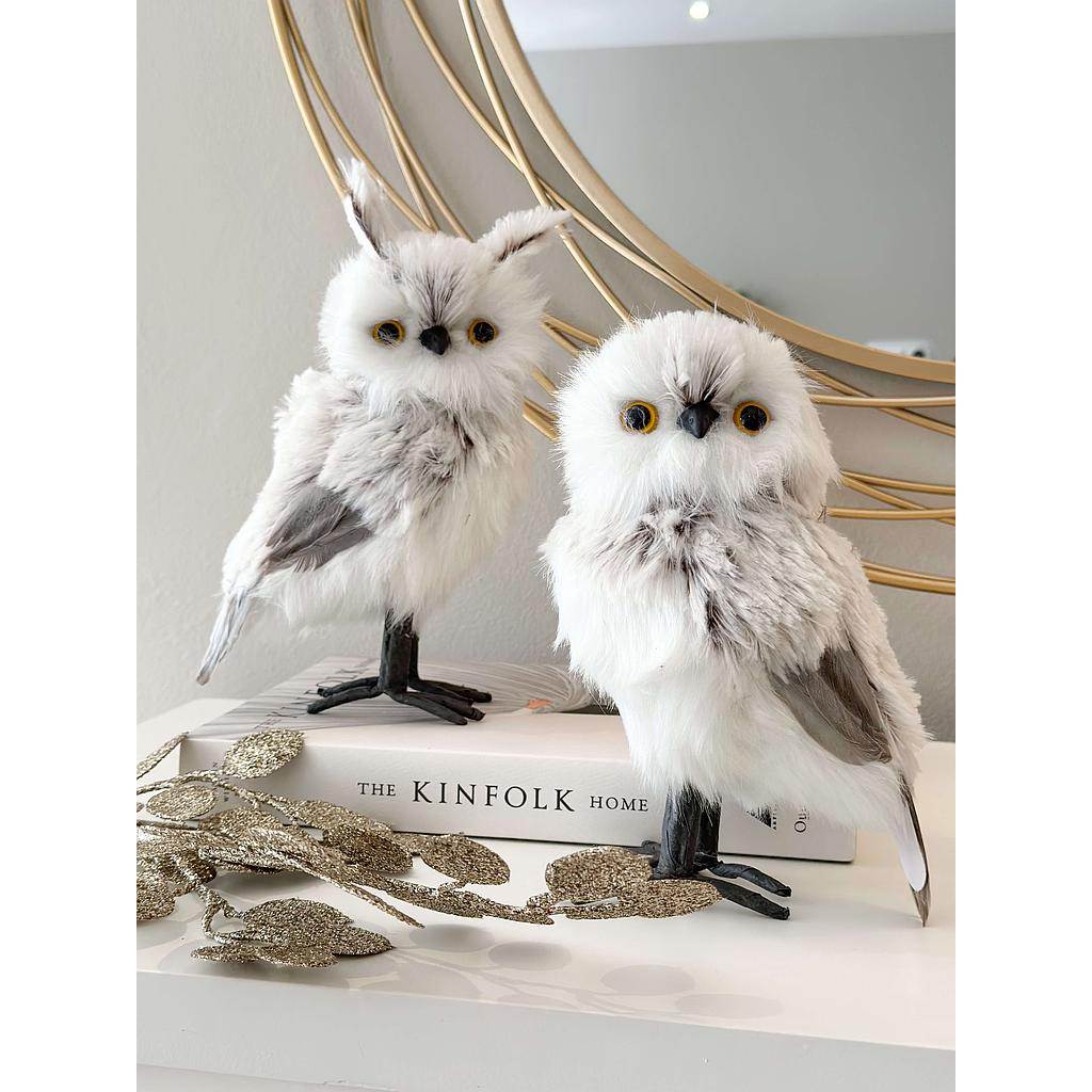 Set de 2 Buhos Gris y Blanco