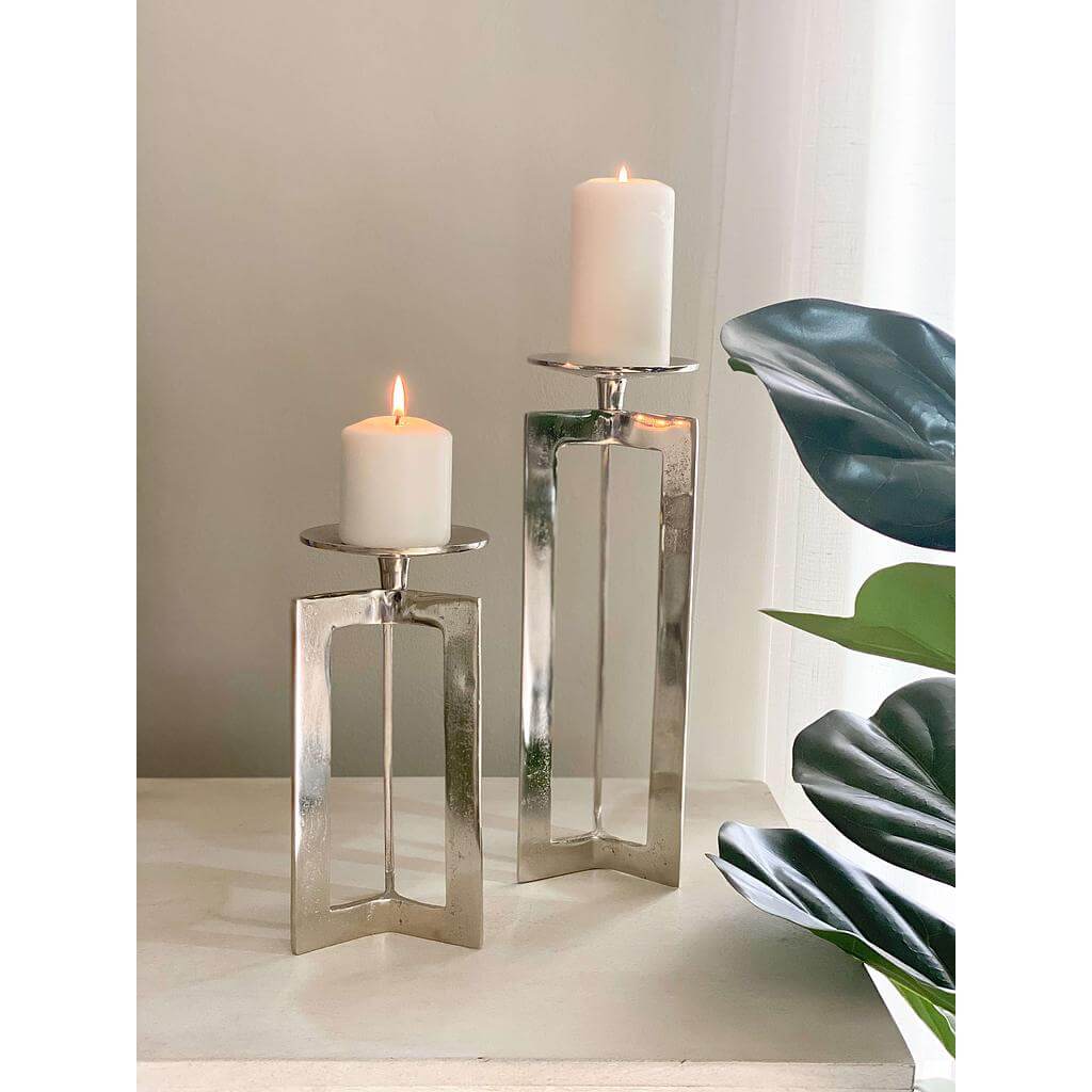 Set de 2 Candelabros modernos plateados