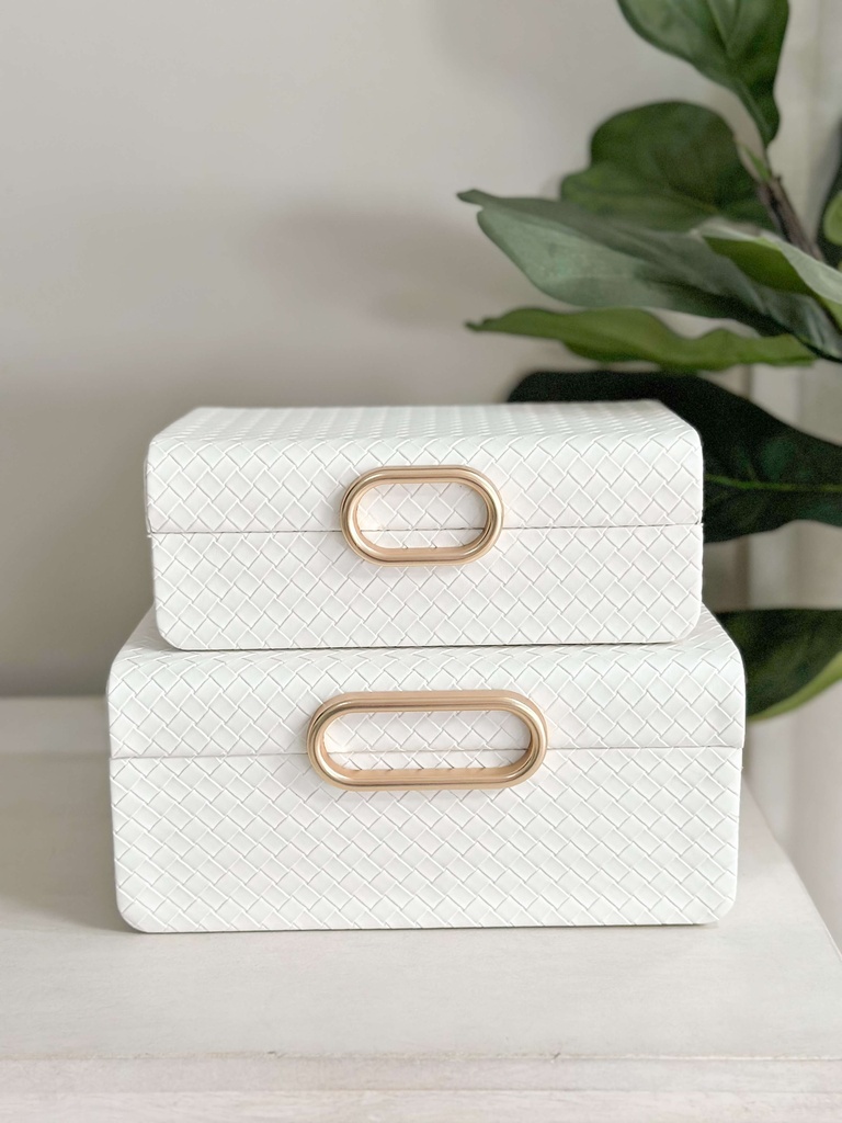 Set de 2 cajas decorativas blancas
