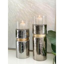 Set de 2 candelabros doble uso plateado y dorado