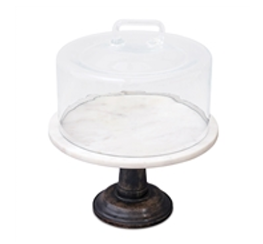 Cake stand marmol y madera con cristal
