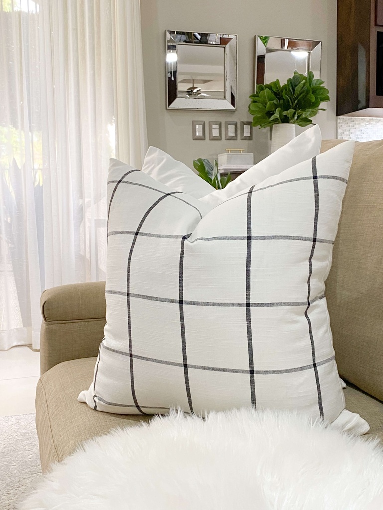 Forro Plaid crema y negro