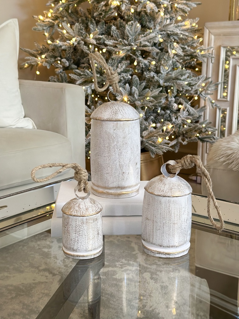 Set de 3 campanas blancas con dorado
