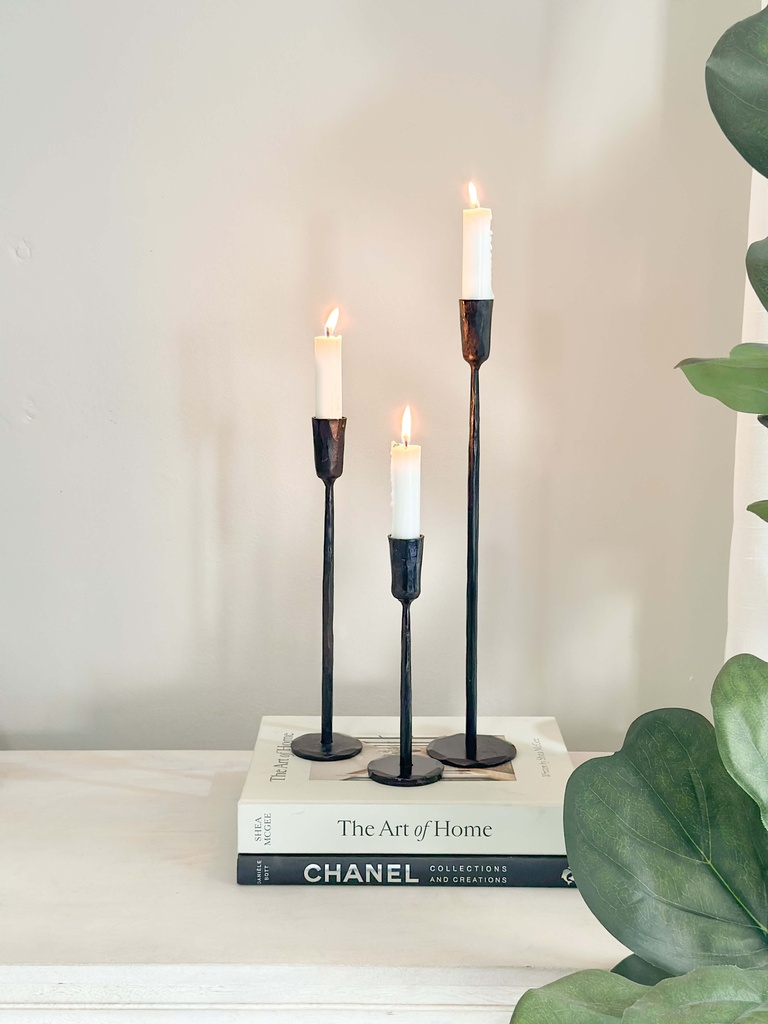 Set de 3 candelabros negros altos
